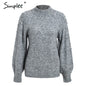 Simplee Christmas turtleneck winter sweater and pullover Women lantern sleeve sweaters female Soft warm autumn casual jumper