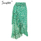 Simplee Ruffle leaf print wrap skirt women Sash tie up beach summer skirt asymmetric 2018 High waist streetwear long skirt femme