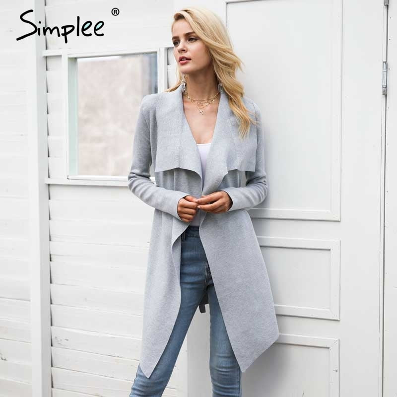 Simplee Sash elastic cardigan winter sweater women jumper Knitted cardigan female coat Soft  casual sweater pull outerwear