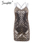 Simplee Sexy backless sequin winter dress women Strap elastic party dresses female Christmas club autumn mini dress vestidos