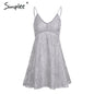 Simplee Sexy v neck strap lace dress women Elegant christmas party mini dresses female Autumn winter fashion robe femme vestidos