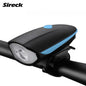 Sireck Bike Light Waterproof Bicycle Head LED Flashlight With Bell Multifunction Cycle Lamp MTB Cycling Light Bike Accessories