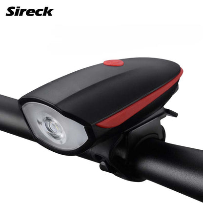 Sireck Bike Light Waterproof Bicycle Head LED Flashlight With Bell Multifunction Cycle Lamp MTB Cycling Light Bike Accessories