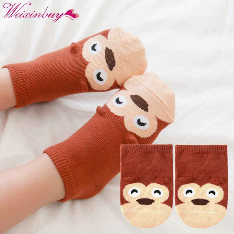 Small Infant Socks Little Ears Cotton Socks Kids Baby Cartoon Pattern Anti-slip Socks S M New Arrival