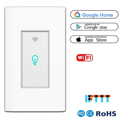 Smart Light Switch WiFi Wall Wireless Touch Switch Compatible Alexa Home Remote Control Appliances Timing Function Overload