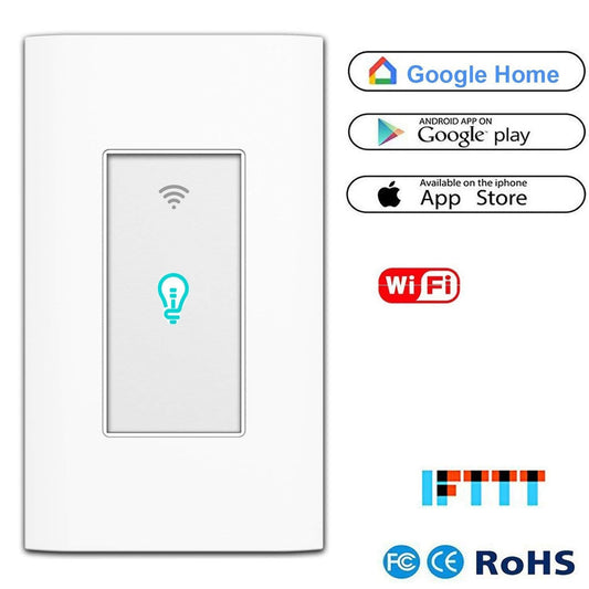 Smart Light Switch WiFi Wall Wireless Touch Switch Compatible Alexa Home Remote Control Appliances Timing Function Overload