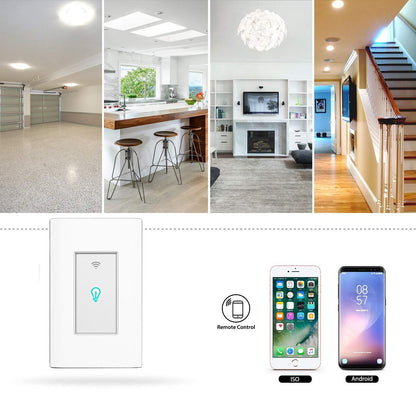 Smart Light Switch WiFi Wall Wireless Touch Switch Compatible Alexa Home Remote Control Appliances Timing Function Overload