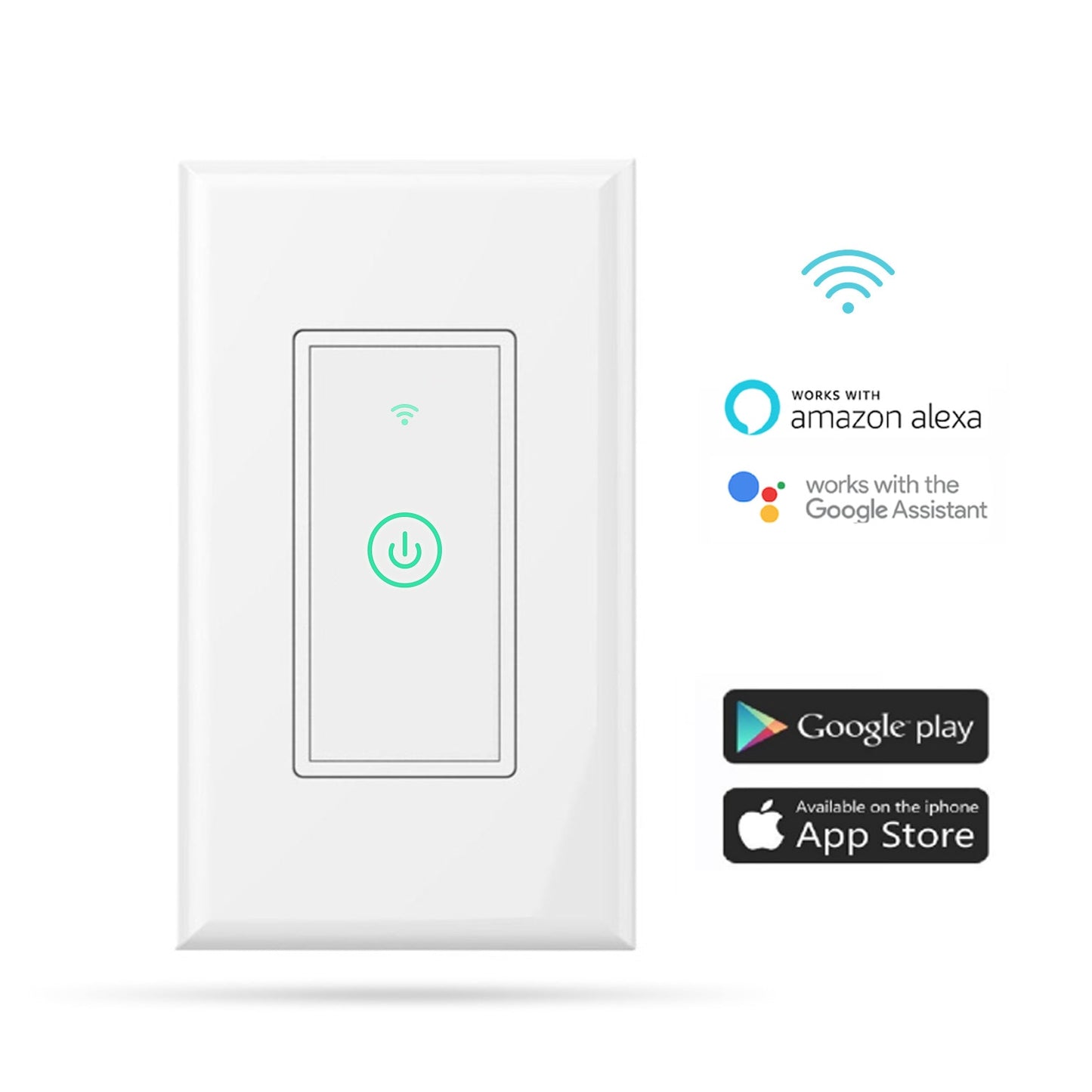 Smart Wi-Fi Wall Light Switch Alexa Google Assistant Supported Fit US CA Wall Switches Remote Control Timing Function