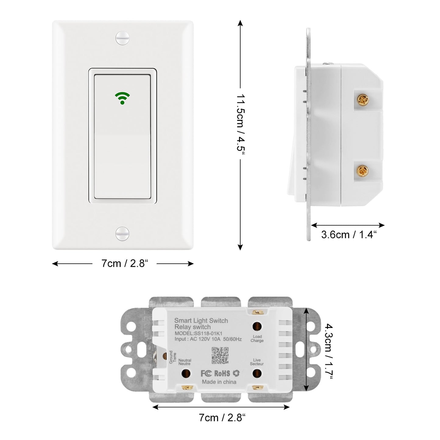 Smart WiFi Switch US Plug 2000W Wall-In Smart Switch Phone Remote Control Compatible With Alexa Google Assistant IFTTT