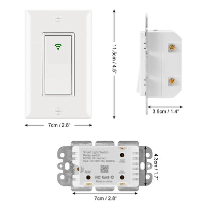 Smart WiFi Switch US Plug 2000W Wall-In Smart Switch Phone Remote Control Compatible With Alexa Google Assistant IFTTT