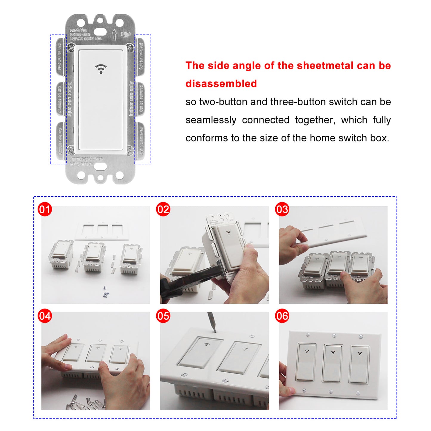 Smart WiFi Switch US Plug 2000W Wall-In Smart Switch Phone Remote Control Compatible With Alexa Google Assistant IFTTT