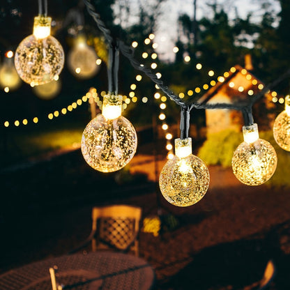 Solar LED Crystal Ball String Light 7M  Waterproof Fairy Lights Christmas Wedding Garland Garden Lawn Tree Outdoor Decoration