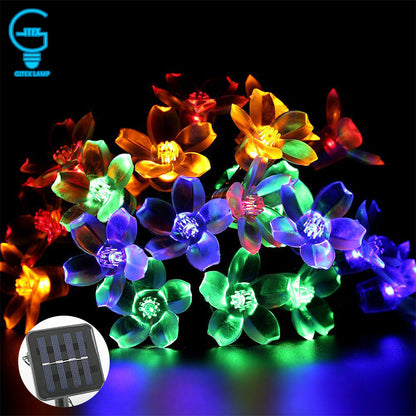 Solar Power Fairy String Lights  Blossom Peach Flower Waterproof Outdoor Lawn Patio Christmas Trees Wedding Party Lights