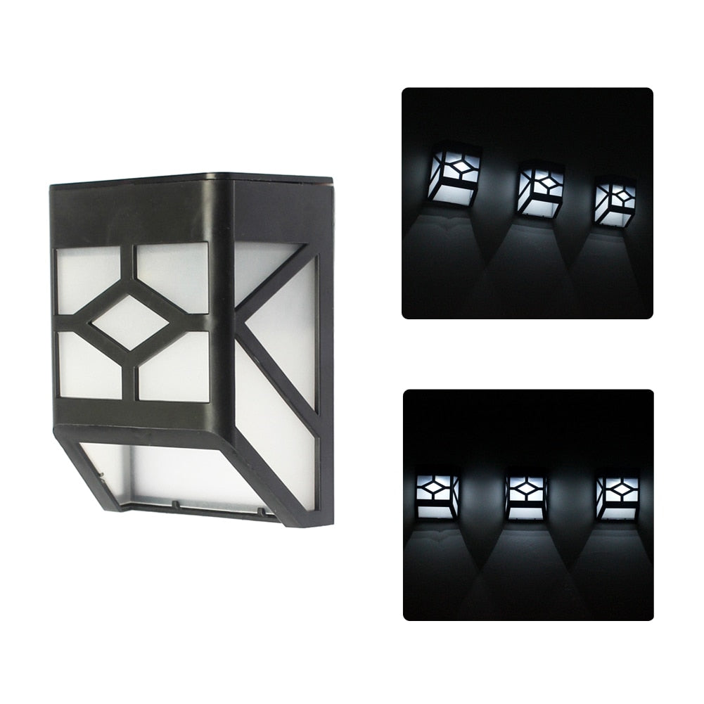 Solar Power Panel 2 LED Solar Wall Lamps White Light  Wall Mount Outdoor Garden Path Fence Lamp Courtyard Emergency Light