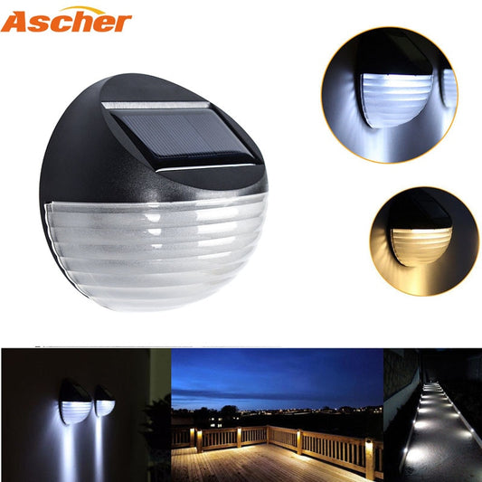 Solar Powered 6 LED Outdoor Deck Semi Circle Step Waterproof Wall Yard Garden Fence Street Security Pathway Lamp Night Light 1PC