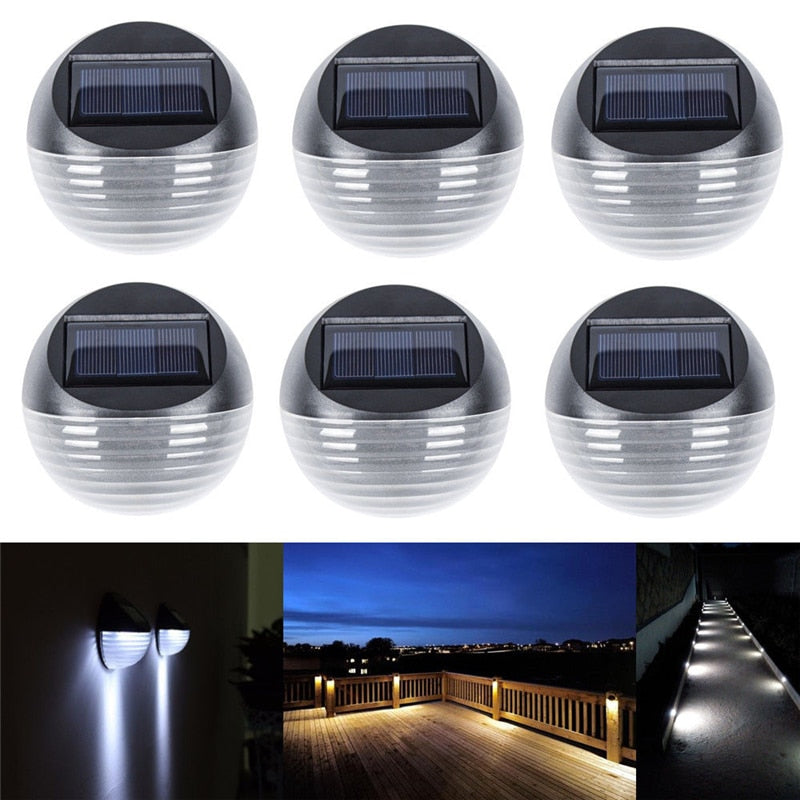 Solar Powered 6 LED Outdoor Deck Semi Circle Step Waterproof Wall Yard Garden Fence Street Security Pathway Lamp Night Light 1PC