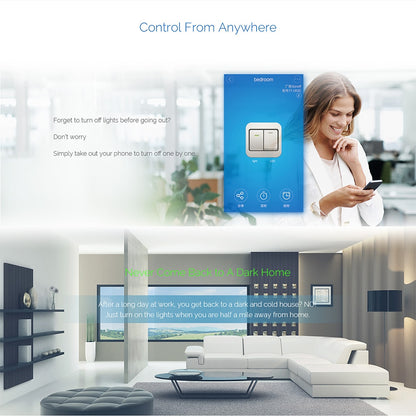 Sonoff T1 EU Smart Wifi Wall Touch Light Switch 1 Gang 2 Gang Touch/WiFi/433 RF/APP Remote Smart Home Controller Work with Alexa