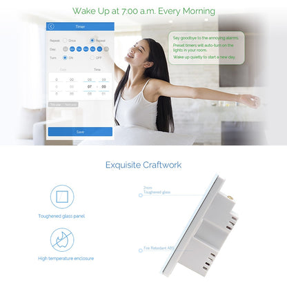 Sonoff T1 EU Smart Wifi Wall Touch Light Switch 1 Gang 2 Gang Touch/WiFi/433 RF/APP Remote Smart Home Controller Work with Alexa