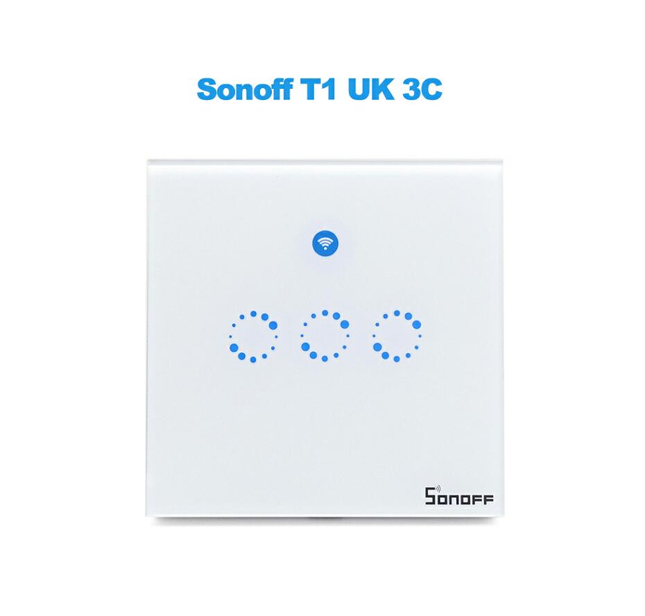 Sonoff T1 EU Smart Wifi Wall Touch Light Switch 1 Gang 2 Gang Touch/WiFi/433 RF/APP Remote Smart Home Controller Work with Alexa