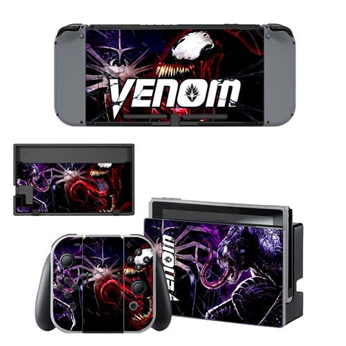 Spiderman Venom Decal Vinyl Skin Sticker for Nintendo Switch NS Console + Controller + Stand Holder Protective Skin Sticker