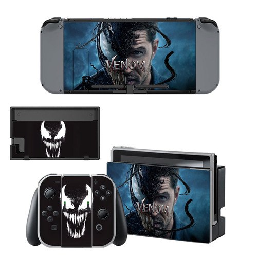 Spiderman and Venom Decal Vinyl Skin Sticker for Nintendo Switch NS Console + Controller + Stand Holder Protective Skin Sticker