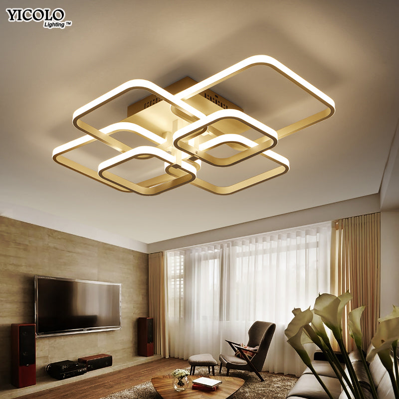 Square Circel Rings Ceiling Lights For Living Room Bedroom Home AC85-265V Modern Led Ceiling Lamp Fixtures lustre plafonnier