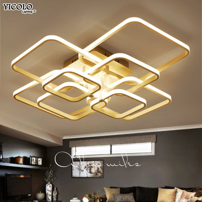 Square Circel Rings Ceiling Lights For Living Room Bedroom Home AC85-265V Modern Led Ceiling Lamp Fixtures lustre plafonnier