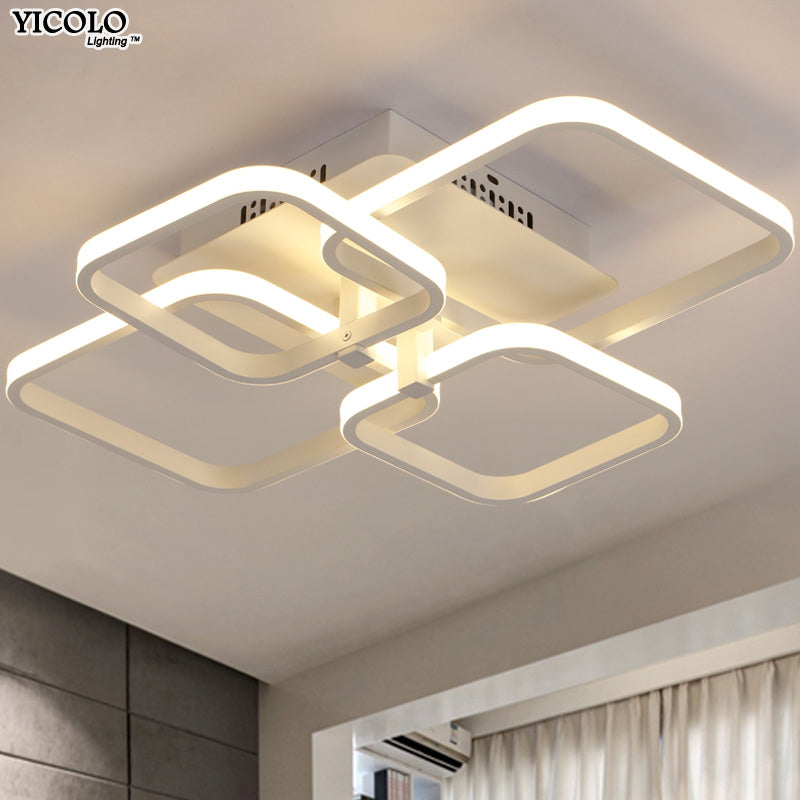 Square Circel Rings Ceiling Lights For Living Room Bedroom Home AC85-265V Modern Led Ceiling Lamp Fixtures lustre plafonnier