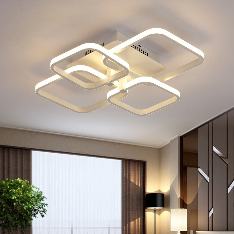 Square Circel Rings Chandelier For Living Room Bedroom Home AC85-265V Modern Led Ceiling Chandelier Lamp Fixtures Free Shipping