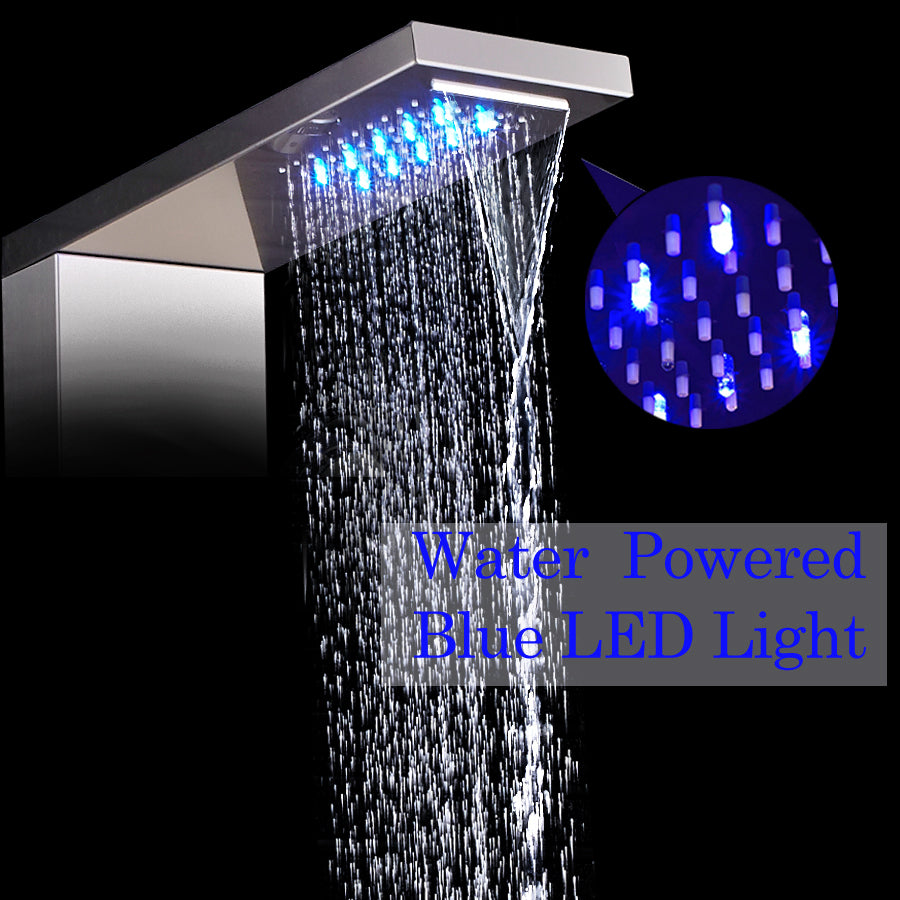 Stainless Steel LED Light Shower Panel Faucet Wall Mounted SPA Massage System Shower Column System Digital Temperature Screen