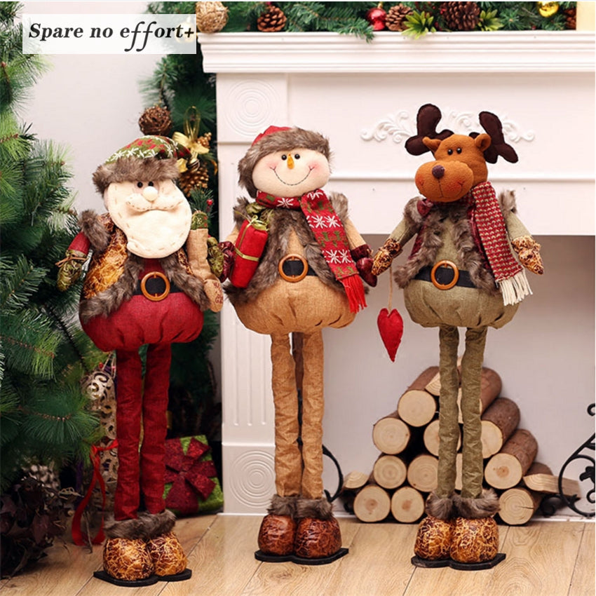 Standing Large Retractable Santa Claus/Snowman/Reindeer Figurine Christmas tree Ornaments Kids Christmas Gifts