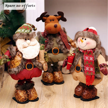 Standing Large Retractable Santa Claus/Snowman/Reindeer Figurine Christmas tree Ornaments Kids Christmas Gifts