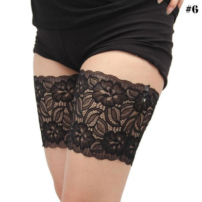 Summer Sexy Floral Lace Leg Warmers Sexy Lace Bowknots Women Thigh Socks with 2 Rows of None Slip Silicone Leg Warmers MLLBT001