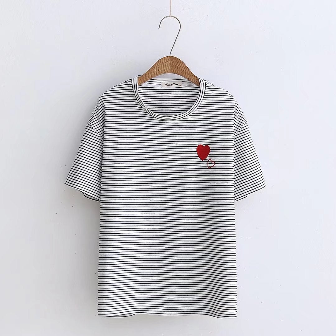 Summer T Shirt Women Casual Short Sleeves T-Shirt Top O-Neck Female Tshirt students' loose fitting