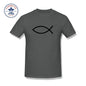 Summer tshirt Tops Funny t shirt men Fish Symbol Christianity Cotton T Shirt for men