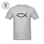 Summer tshirt Tops Funny t shirt men Fish Symbol Christianity Cotton T Shirt for men