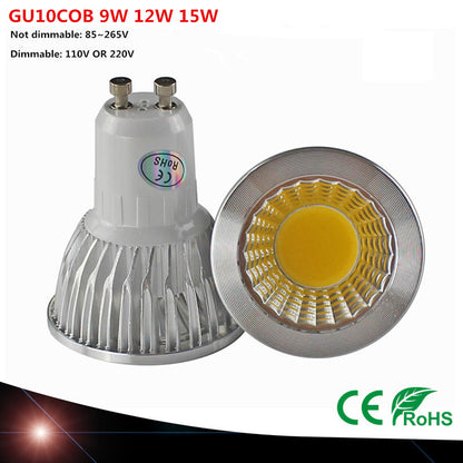 Super Bright GU10 Bulb Light Dimmable Led Ceiling light Warm/White 85-265V 9W 12W 15W GU10 COB LED lamp light GU10 led Spotlight