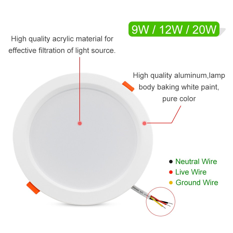 Super Bright Led Downlight Cob Spot Light 3W 5W 9W 12W 20W SMD 5730 Led Spot Light 220V Recessed Led Downlight For Home Lighting