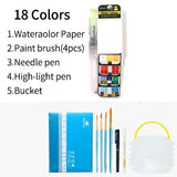 Superior 18/25/33/42Color Solid Water Color Paint Set With Water Paint Brush Portable Watercolor Pigment For Artist Art Supplies