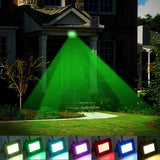 T-SUNRISE LED Flood Light Outdoor Waterproof Solar Powered Light Landscaping RGB Lawn Lamp with Remote Contro for Garden 10W