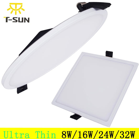 T-SUNRISE Ultra Thin LED Panel Downlight 8W 16W 24W 32W Round/Square LED Ceiling Recessed Lights Power Supply Included SMD4014