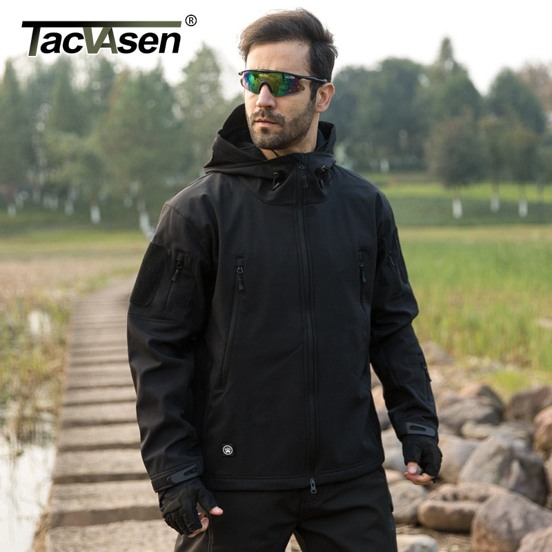 TACVASEN Army Camouflage Men Jacket Coat Military Tactical Jacket Winter Waterproof Soft Shell Jackets Windbreaker Hunt Clothes