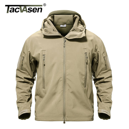 TACVASEN Army Camouflage Men Jacket Coat Military Tactical Jacket Winter Waterproof Soft Shell Jackets Windbreaker Hunt Clothes  1