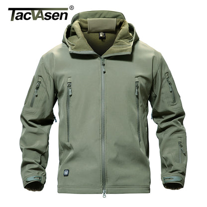 TACVASEN Army Camouflage Men Jacket Coat Military Tactical Jacket Winter Waterproof Soft Shell Jackets Windbreaker Hunt Clothes