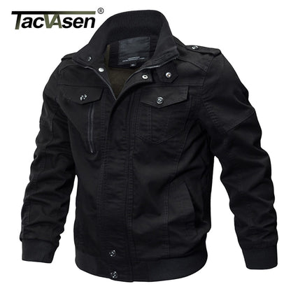 TACVASEN Military Jacket Men Winter Cotton Jacket Coat Army Men's Pilot Jacket Air Force Autumn Casual Cargo Jaqueta TD-QZQQ-009