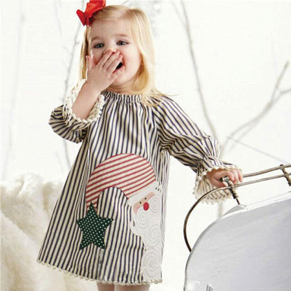 TELOTUNY Toddler Kids Baby Girls Santa Striped Princess Dress Christmas Outfits Clothes no23