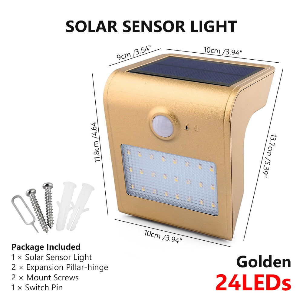 TSLEEN Waterproof LED Solar Powered PIR Sensor Wall Light Patio Garden Lamps 24 46 Leds Lamp Luminaria Solar With 18650 Battery