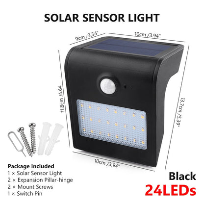 TSLEEN Waterproof LED Solar Powered PIR Sensor Wall Light Patio Garden Lamps 24 46 Leds Lamp Luminaria Solar With 18650 Battery