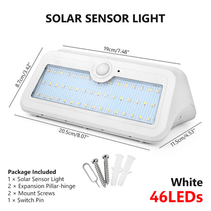 TSLEEN Waterproof LED Solar Powered PIR Sensor Wall Light Patio Garden Lamps 24 46 Leds Lamp Luminaria Solar With 18650 Battery