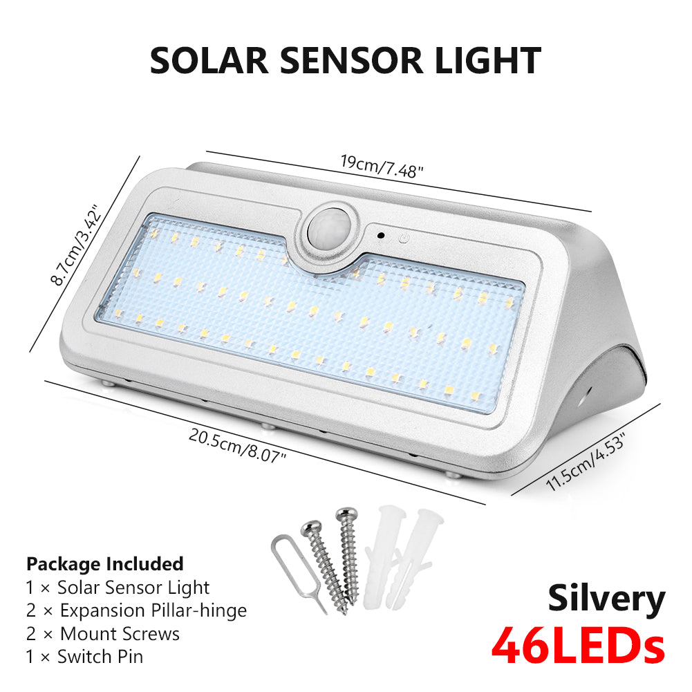 TSLEEN Waterproof LED Solar Powered PIR Sensor Wall Light Patio Garden Lamps 24 46 Leds Lamp Luminaria Solar With 18650 Battery